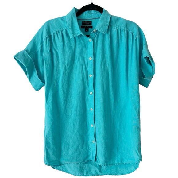 J. Crew Other - J. Crew Baird McNutt Irish Linen Men’s Relaxed Button Front Casual Blue Shirt XS